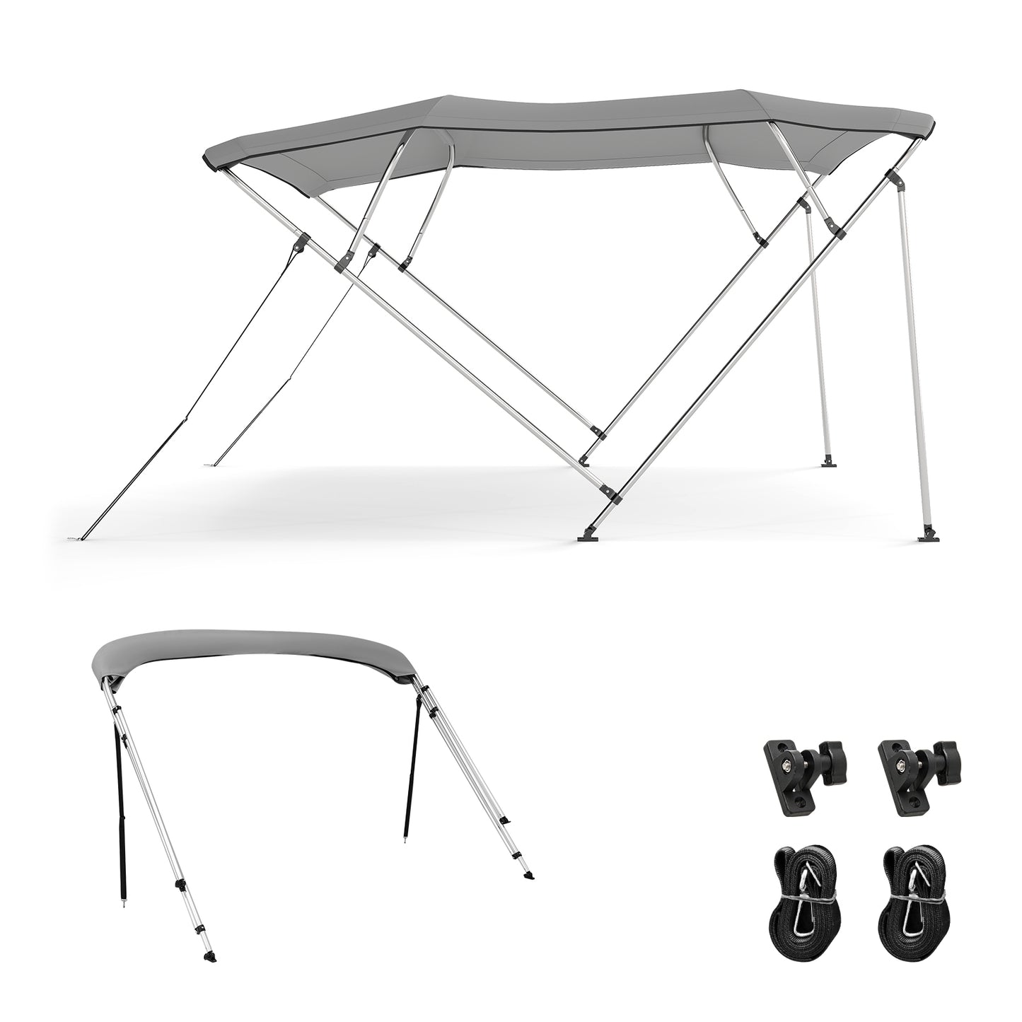 3-Bow/4-Bow Boat Bimini Top Sun Shade Boat Canopy with Storage Boot-4-Bow Kids Crystal