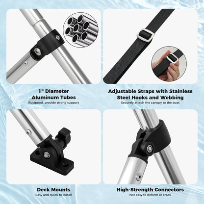 3-Bow/4-Bow Boat Bimini Top Sun Shade Boat Canopy with Storage Boot-4-Bow