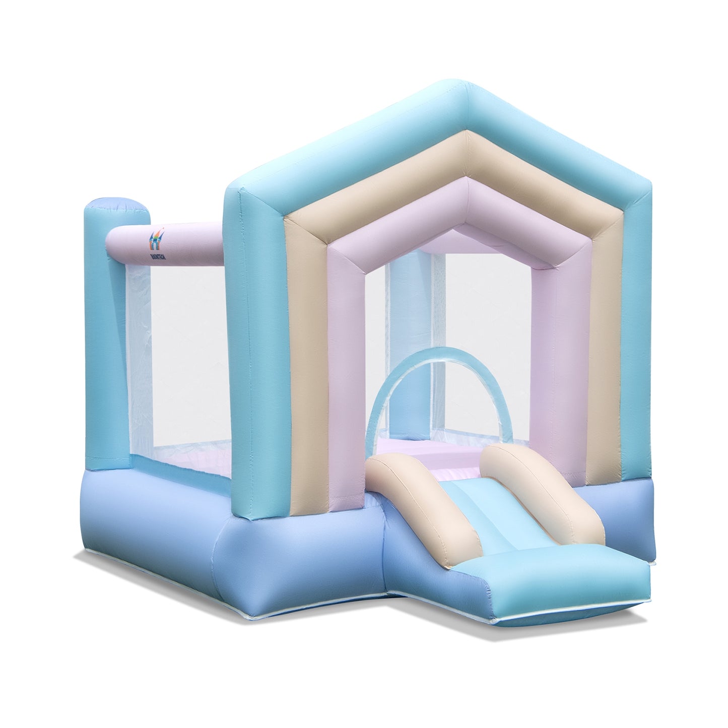 Kids Bounce House with Slide and Basketball Rim Bouncy Castle for Party without Blower Kids Crystal