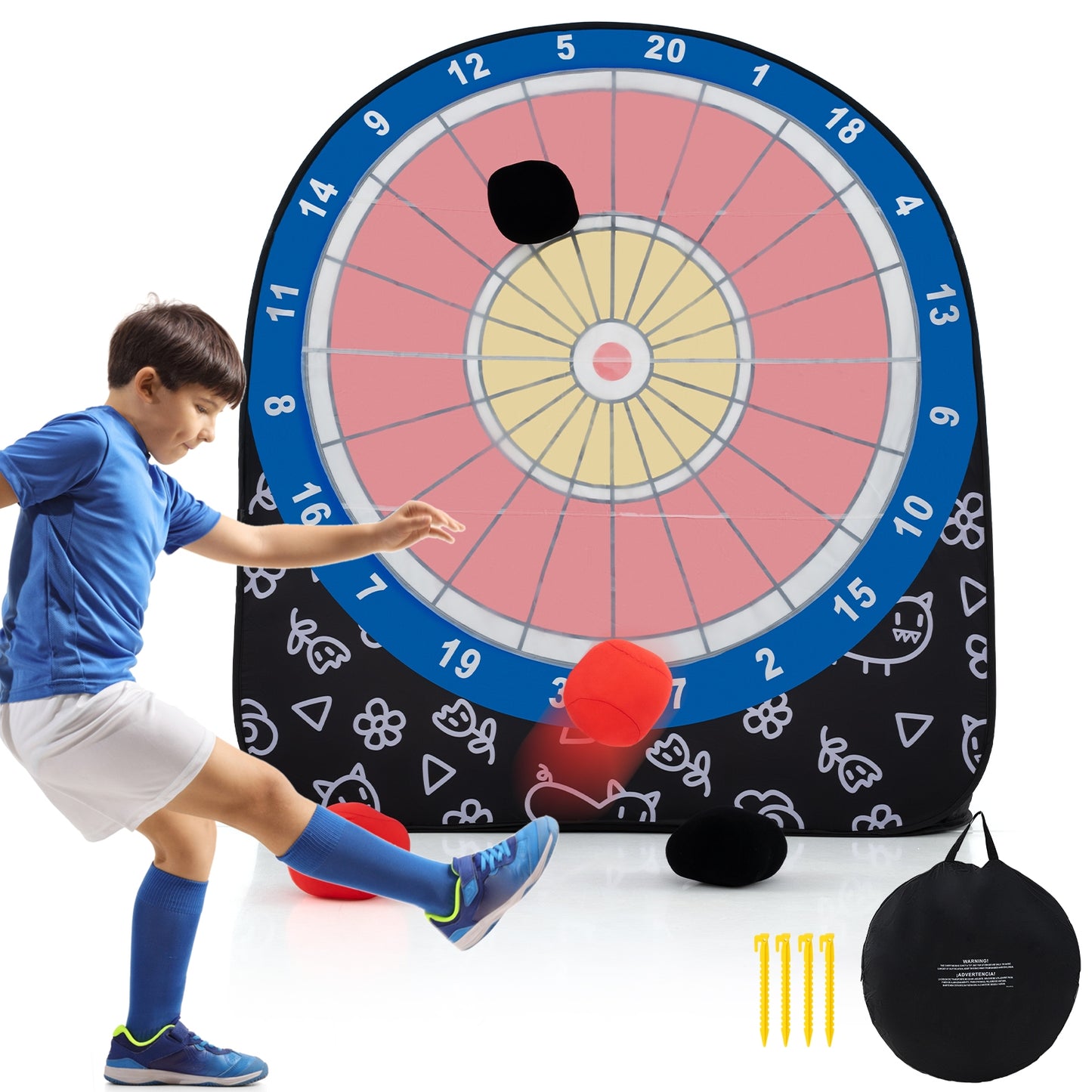 Large Dart Board for Kids with 4 Kick Balls-Black Kids Crystal