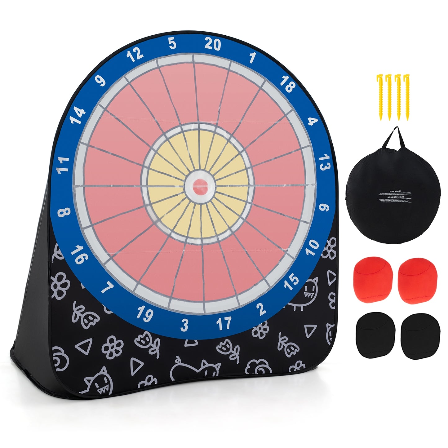Large Dart Board for Kids with 4 Kick Balls-Black Kids Crystal