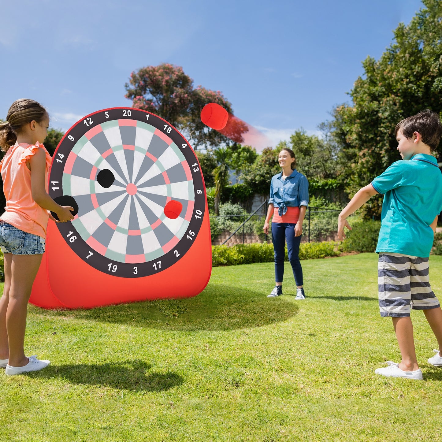 Large Dart Board for Kids with 4 Kick Balls-Red Kids Crystal