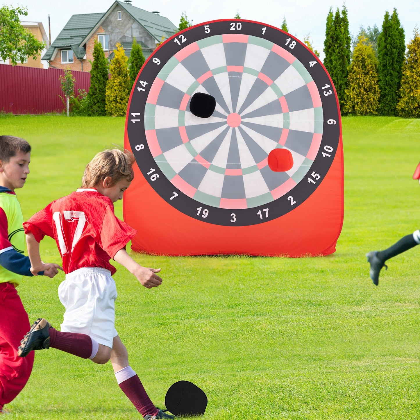 Large Dart Board for Kids with 4 Kick Balls-Red Kids Crystal