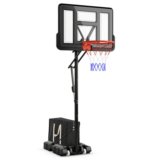 7.9-10 Feet Portable Basketball Hoop System with Sturdy Base and Wheels-Black Kids Crystal