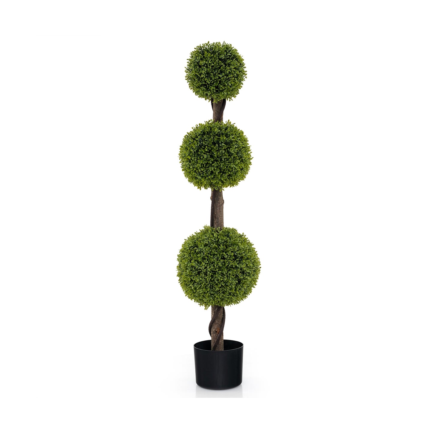4 FT Artificial Ball Shape Bush Tree with Lush PE leaves and Trunk Kids Crystal