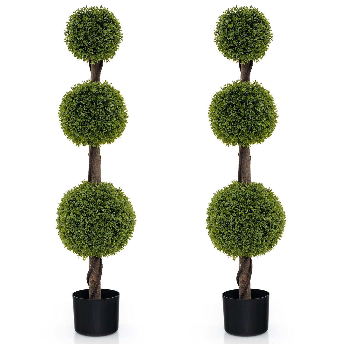 4 FT Artificial Ball Shape Bush Tree with Lush PE leaves and Trunk Kids Crystal