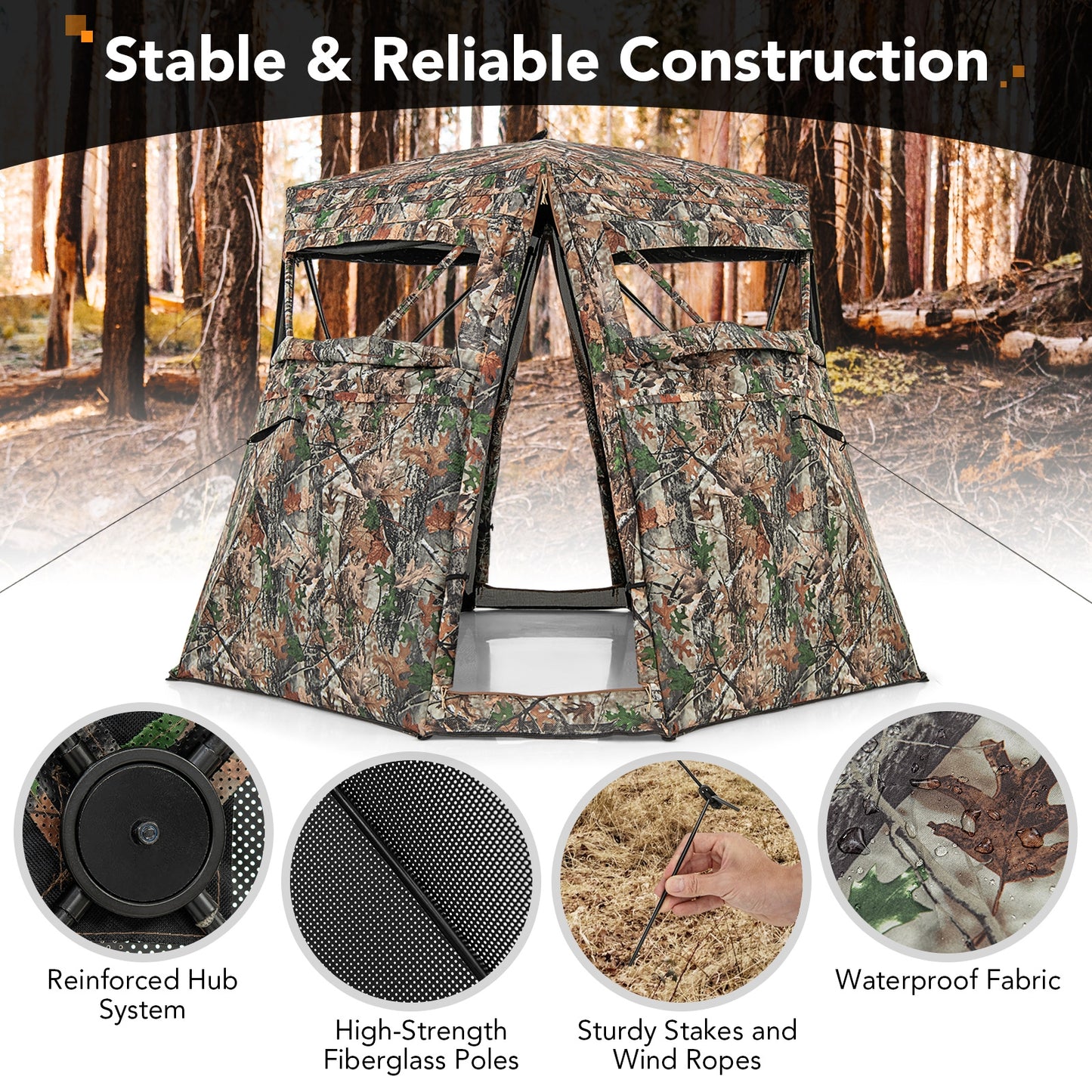 360° One Way See Through Ground Hunting Blind for Deer and Turkey Hunting Kids Crystal