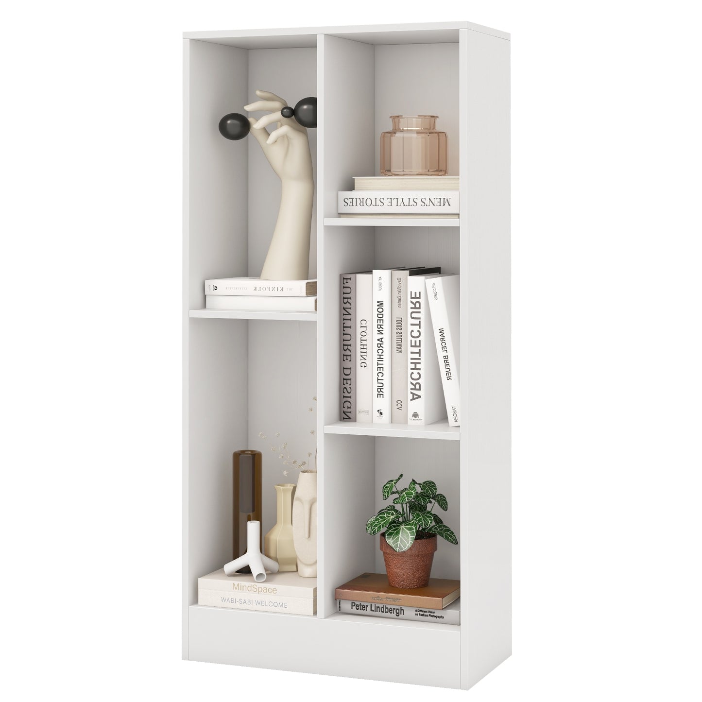 41 Inches 5-Cube Floor Bookcase with 2 Anti-Tipping Kits-White Kids Crystal