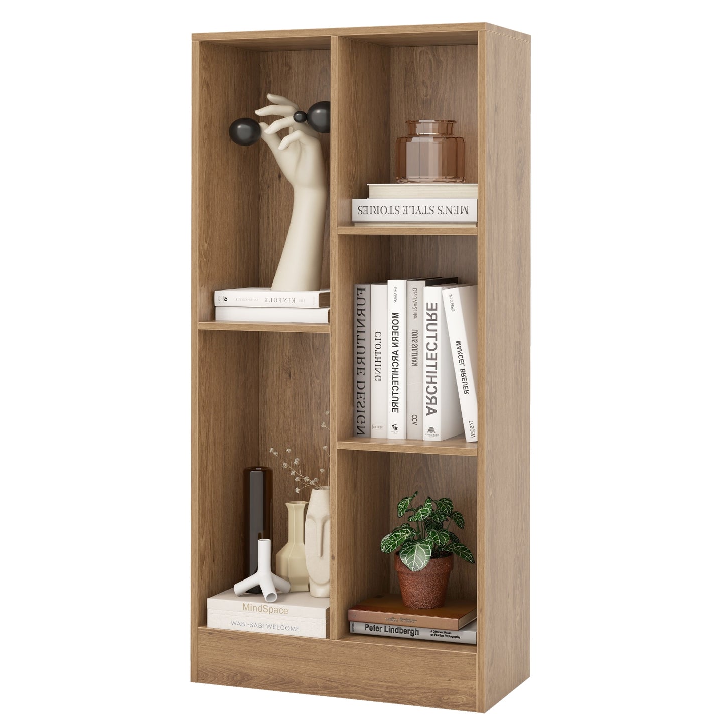 41 Inches 5-Cube Floor Bookcase with 2 Anti-Tipping Kits-Natural Kids Crystal