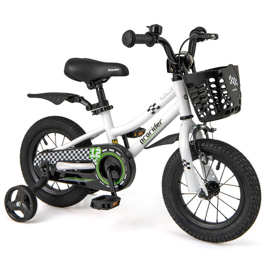12 Inch Kids Bike Children Bicycle with Training Wheels for 3-4 Years Old-White Kids Crystal