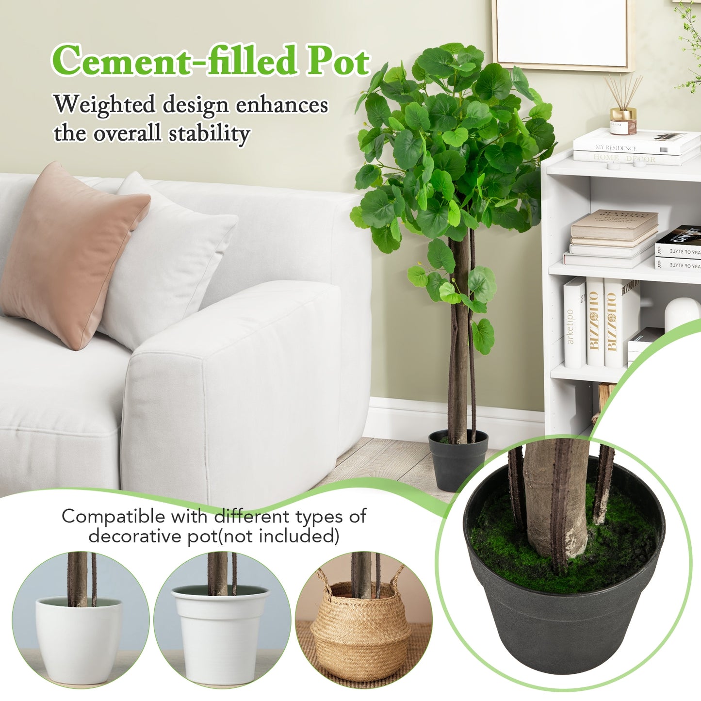 44 Inch Artificial Crabapple Tree with Adjustable Branches for Decor Kids Crystal