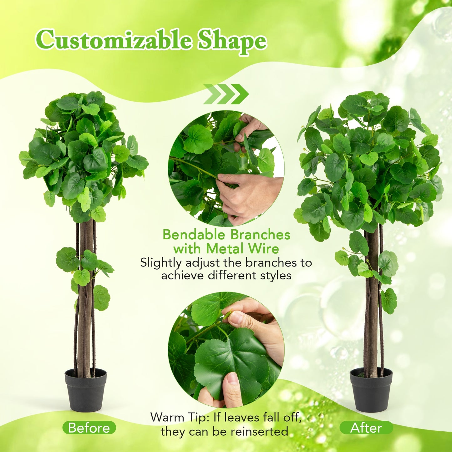 44 Inch Artificial Crabapple Tree with Adjustable Branches for Decor Kids Crystal
