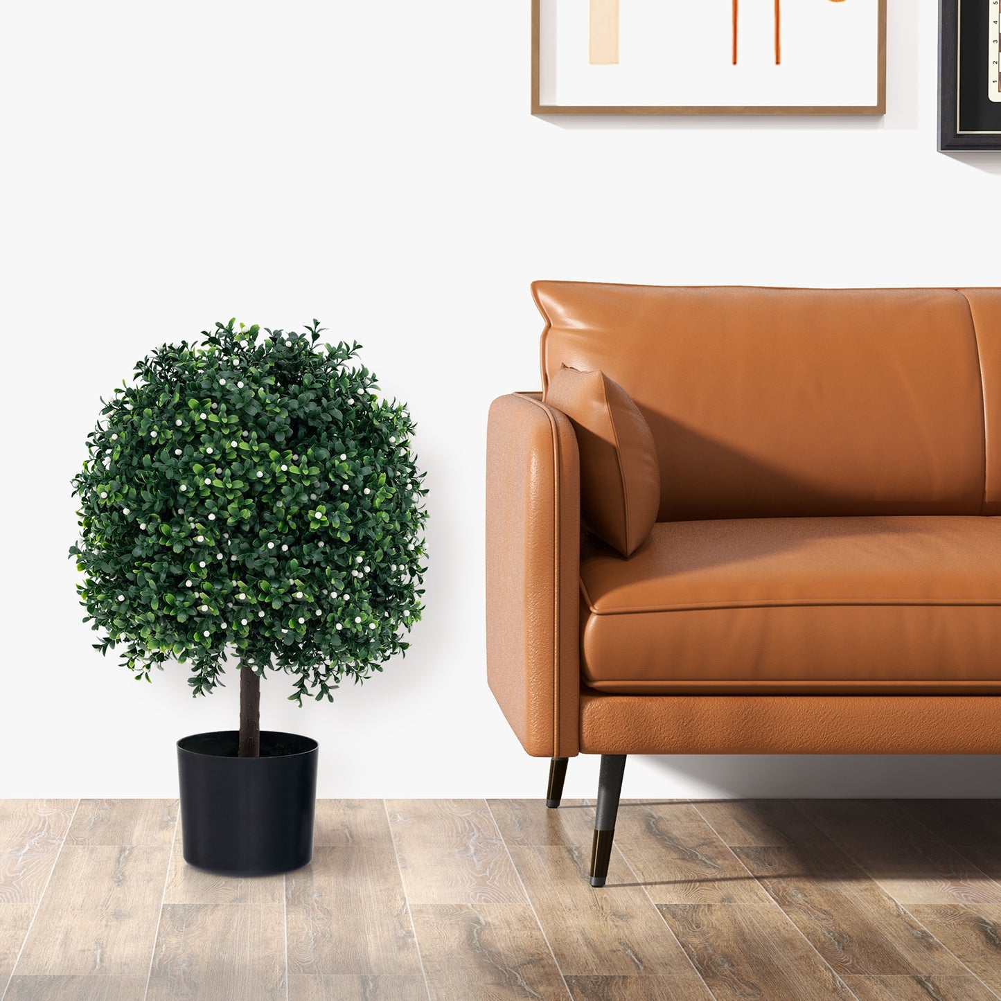 Artificial Boxwood Topiary Ball Tree Faux Bushes Ball Plants with UV Rated Leaves Kids Crystal