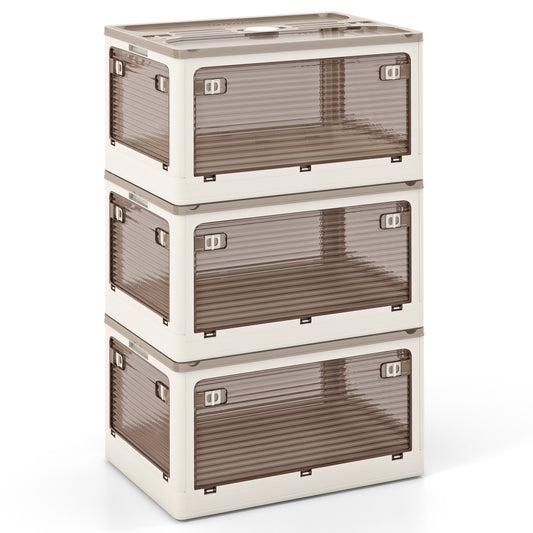 3-Pack Stackable Storage Bins with Lids with 5 Opening Ways-11.5 Gal Kids Crystal