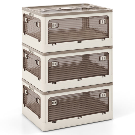 3-Pack Stackable Storage Bins with Lids with 5 Opening Ways-8 Gal Kids Crystal