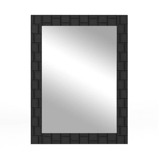 Wood Framed Wall Mirror Rectangle Vanity Mirror for Living Room Entryway-Black Kids Crystal