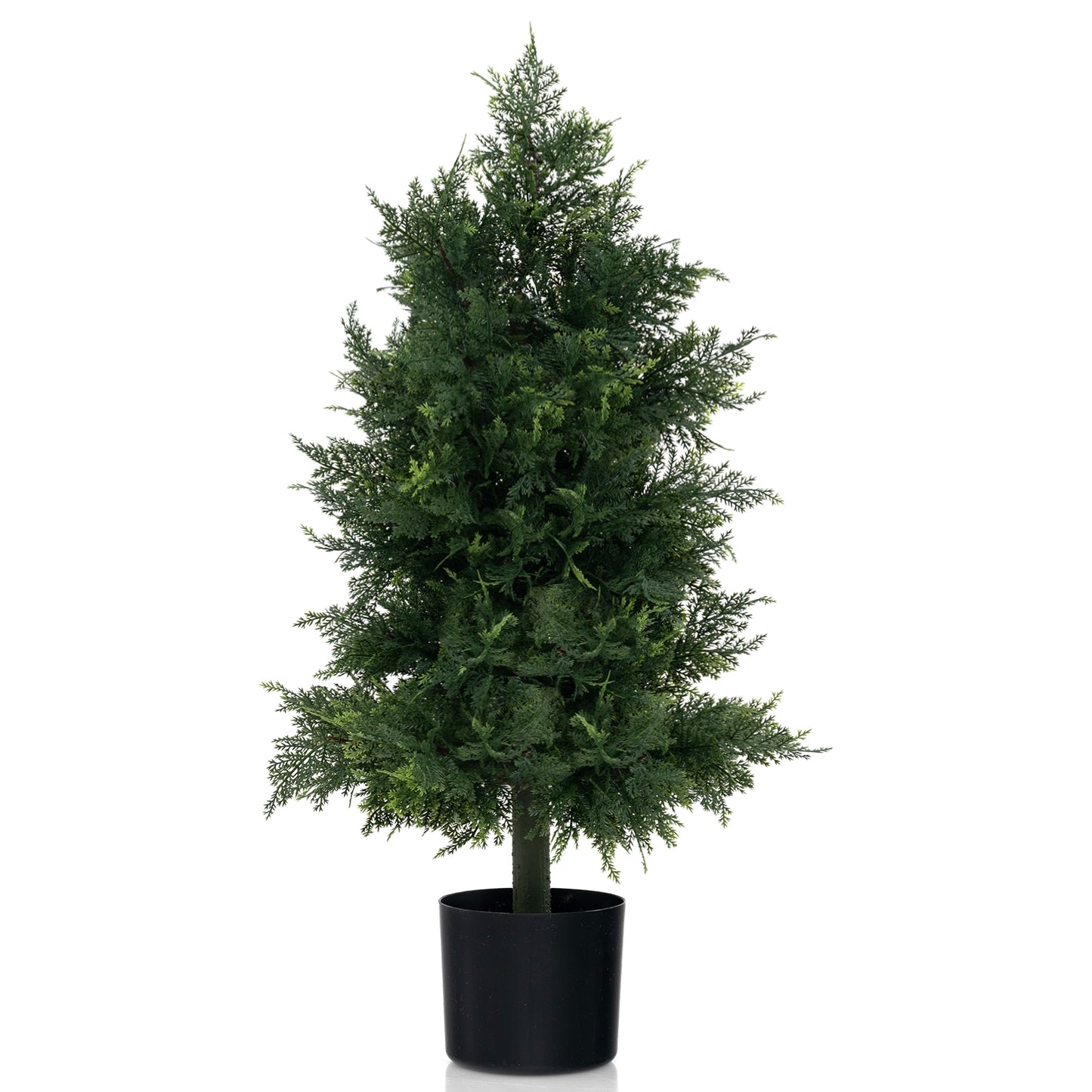 Artificial Cedar Topiary Tree with Plastic Nursery Pot for Porch and Office Kids Crystal