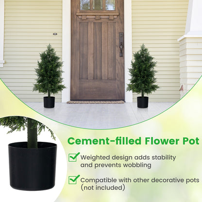 Artificial Cedar Topiary Tree with Plastic Nursery Pot for Porch and Office