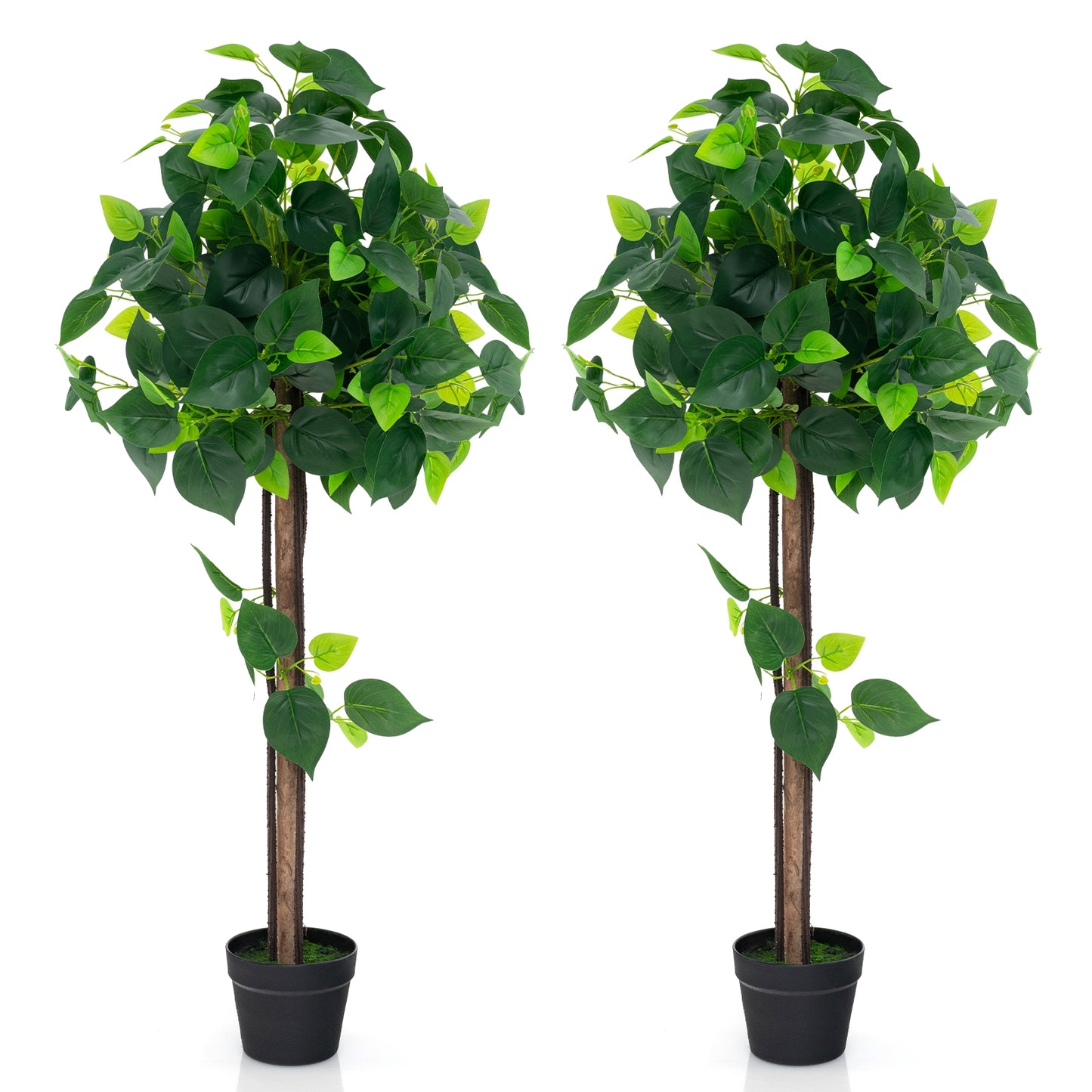 45 Inches Artificial Hydrangea Tree with Real Wood Trunk and Realistic Hydrangea Leaves Kids Crystal