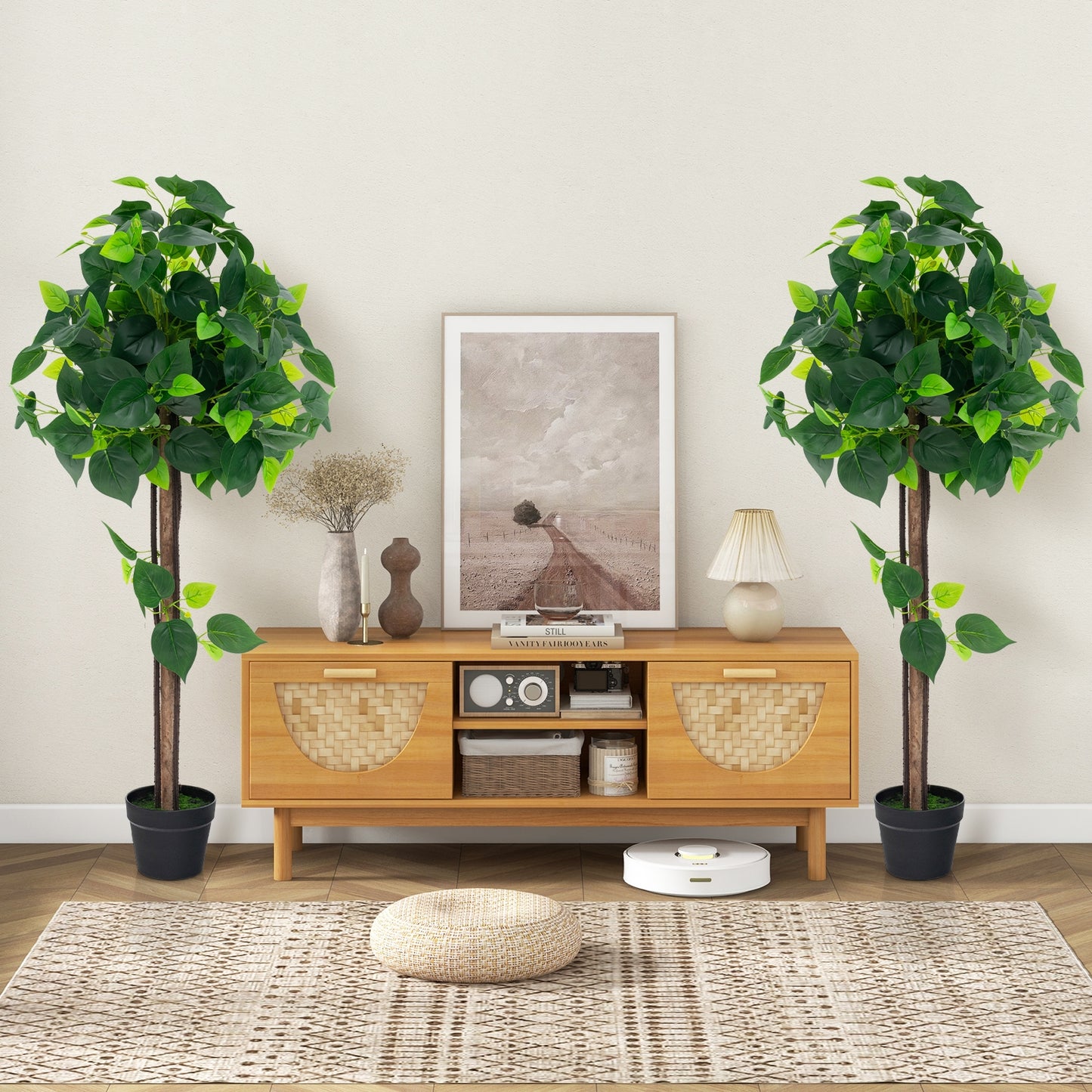 45 Inches Artificial Hydrangea Tree with Real Wood Trunk and Realistic Hydrangea Leaves Kids Crystal