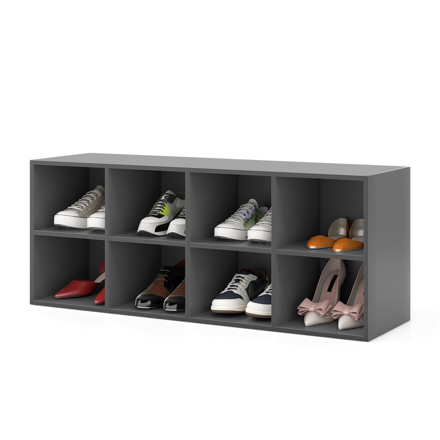 8 Cubbies Shoe Organizer with 500 LBS Weight Capacity-Gray Kids Crystal