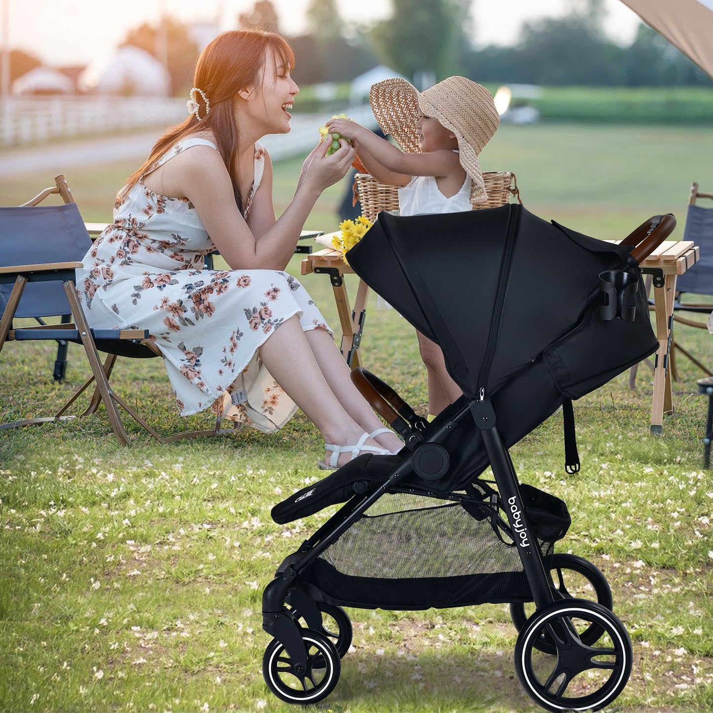 5-Point Harness Lightweight Infant Stroller with Foot Cover and Adjustable Backrest-Black Kids Crystal