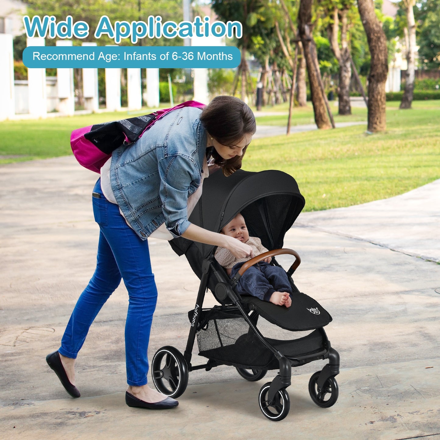 5-Point Harness Lightweight Infant Stroller with Foot Cover and Adjustable Backrest-Black Kids Crystal