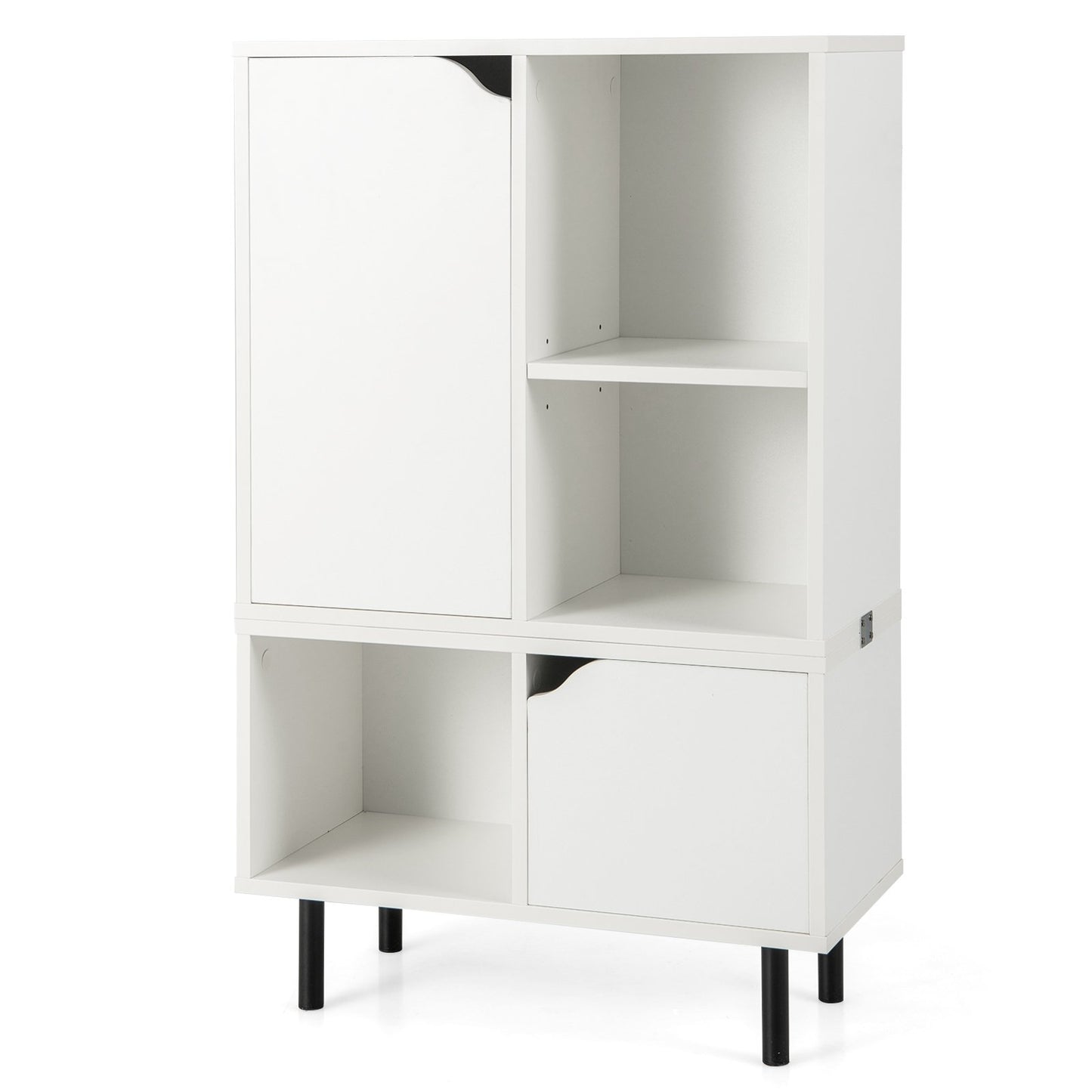 Stackable Bookcase with Adjustable Shelf and Cubes-White Kids Crystal