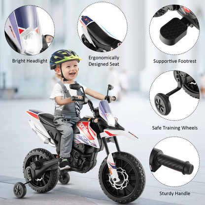 Aprilia Licensed Kids Ride On Motorcycle with 2 Training Wheels-White