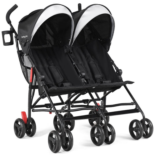 Foldable Twin Baby Double Stroller Ultralight Umbrella Kids Stroller-Black Kids Crystal