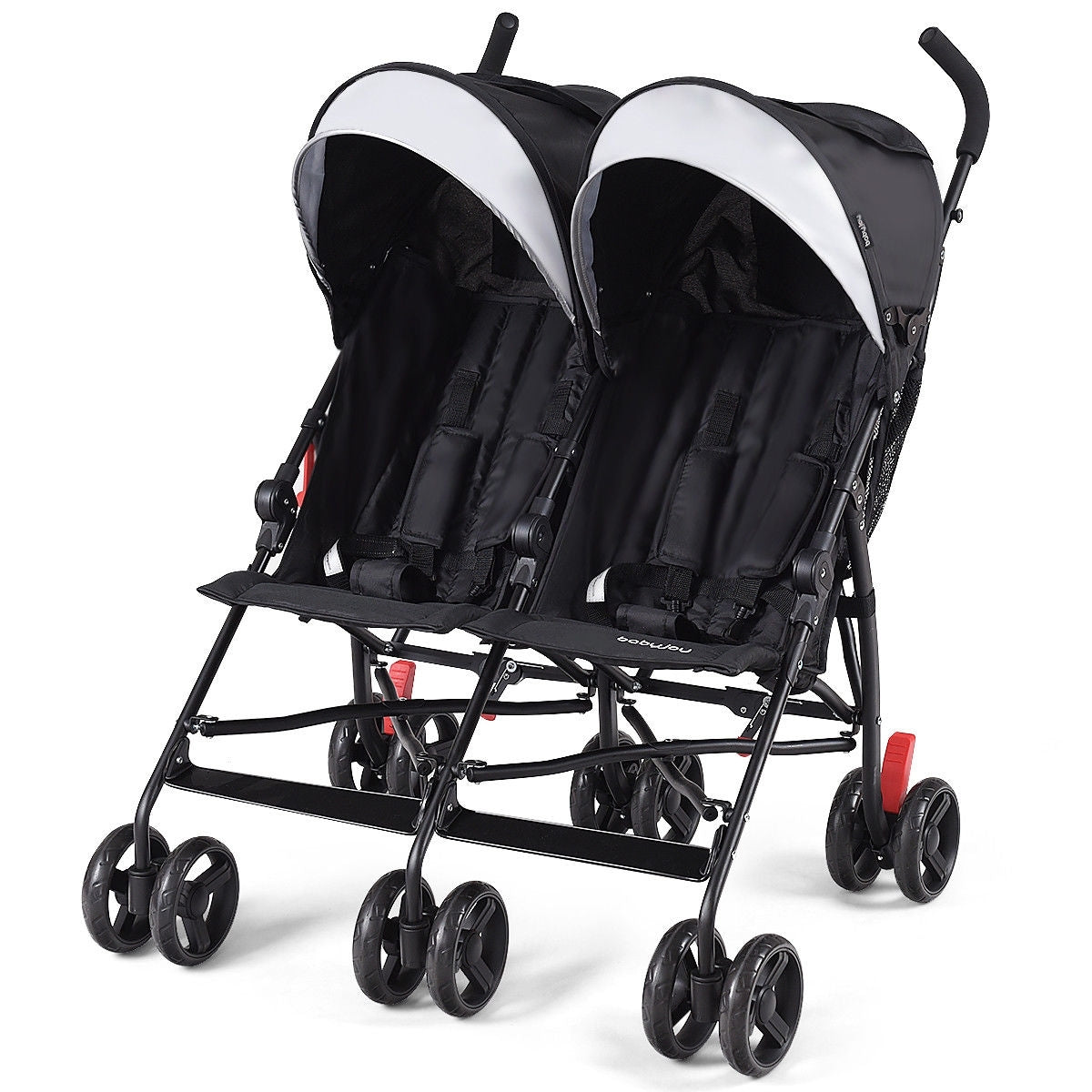 Foldable Twin Baby Double Stroller Ultralight Umbrella Kids Stroller-Black Kids Crystal