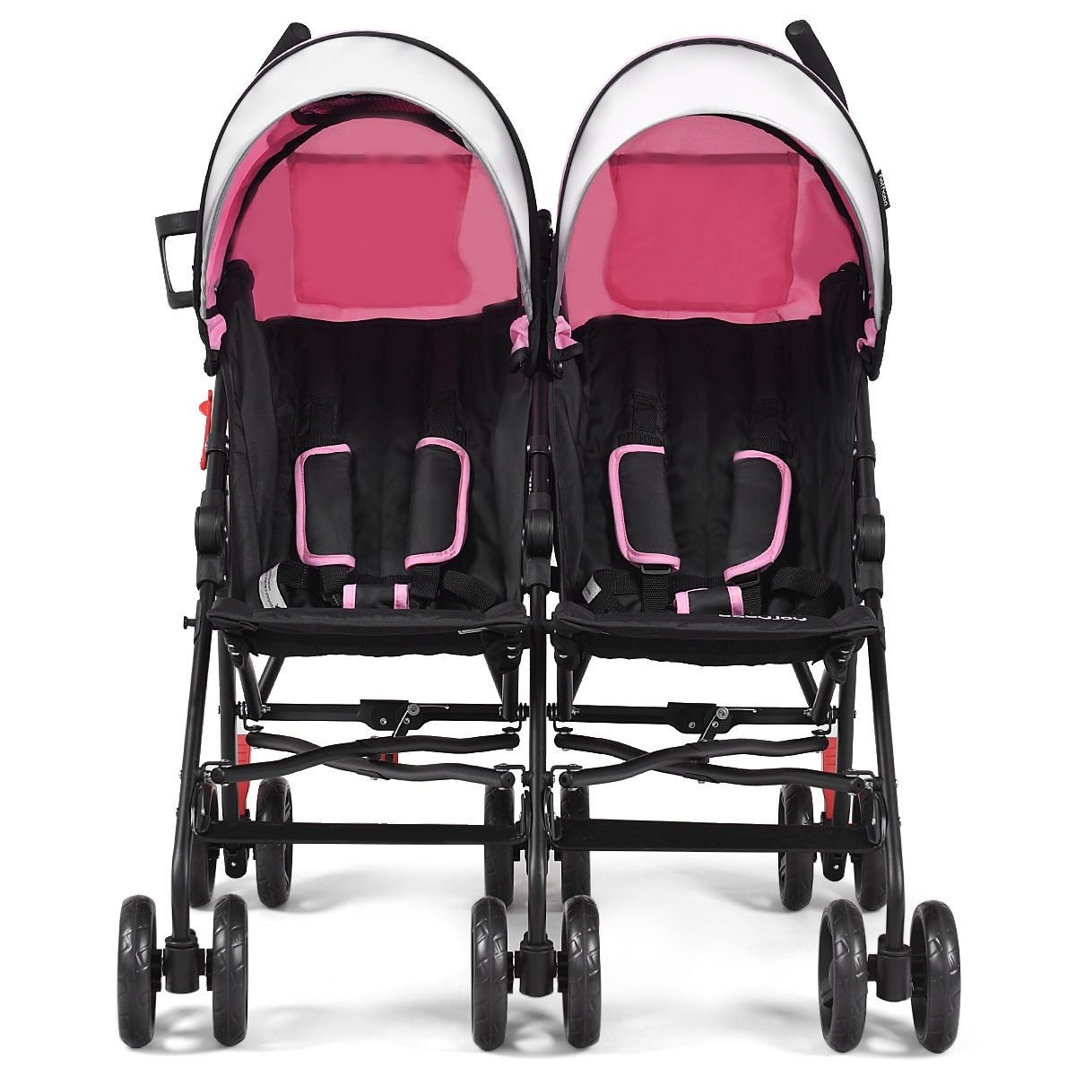 Foldable Twin Baby Double Stroller Ultralight Umbrella Kids Stroller-Pink Kids Crystal