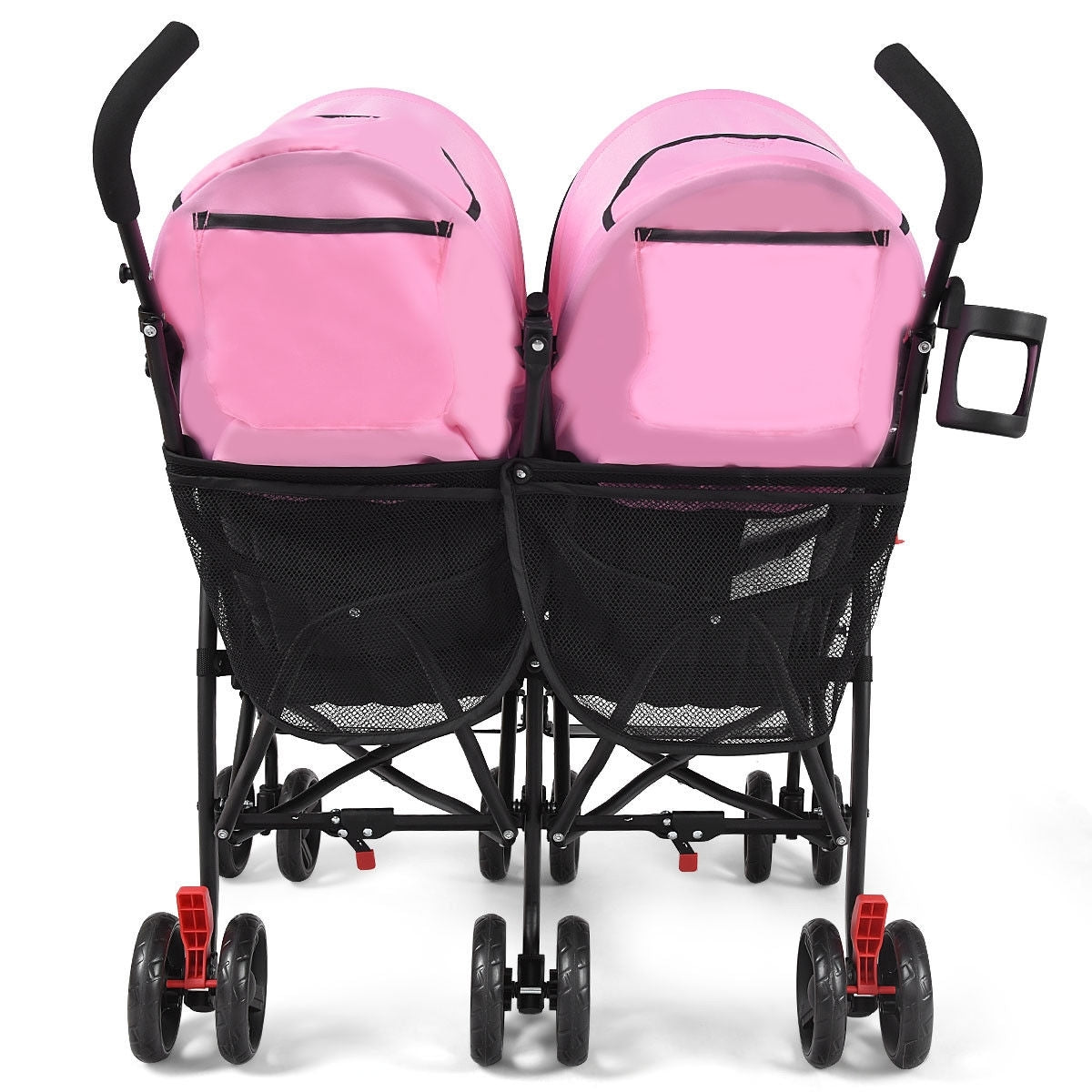 Foldable Twin Baby Double Stroller Ultralight Umbrella Kids Stroller-Pink Kids Crystal