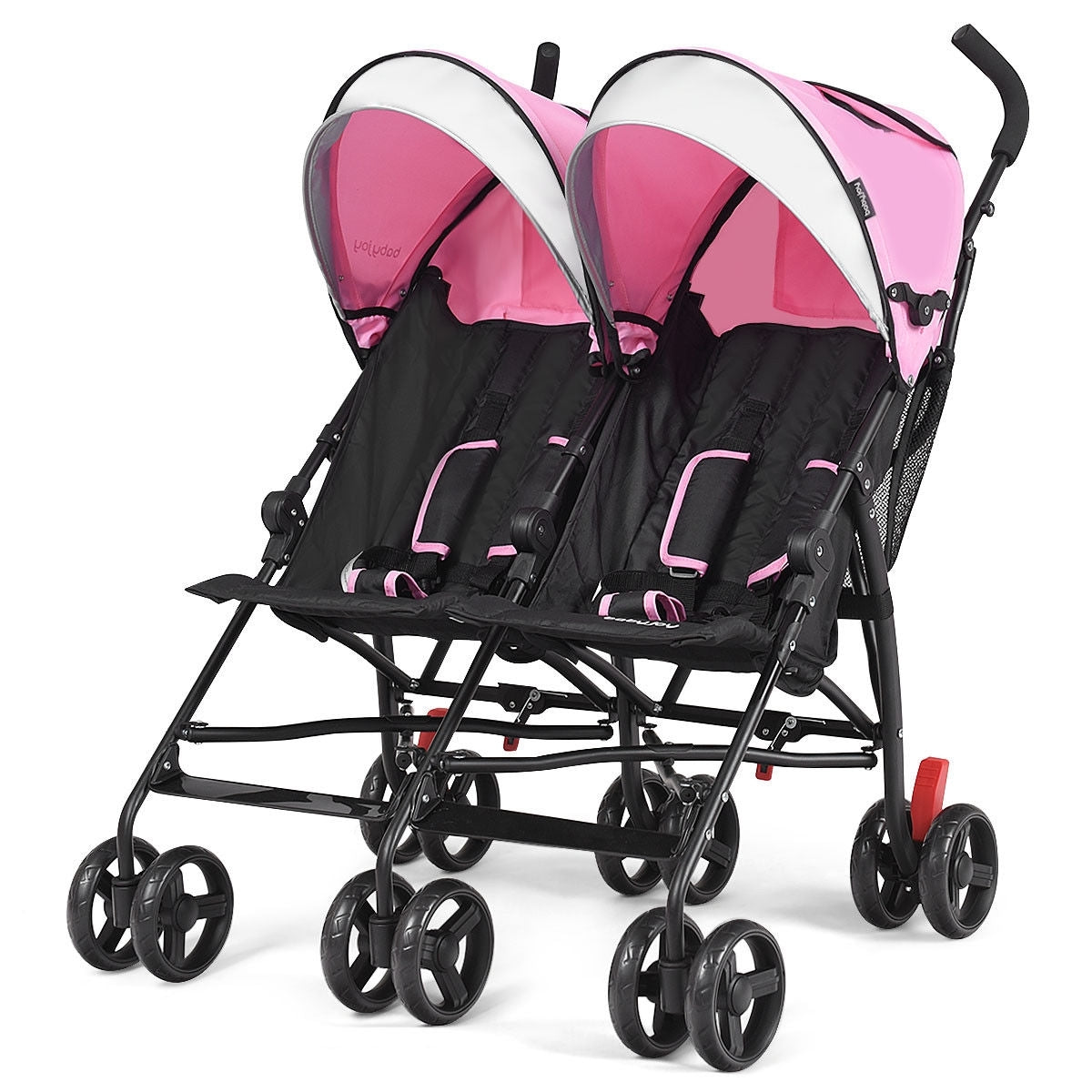 Foldable Twin Baby Double Stroller Ultralight Umbrella Kids Stroller-Pink Kids Crystal