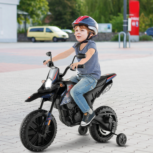 Aprilia Licensed Kids Ride On Motorcycle with 2 Training Wheels-Navy