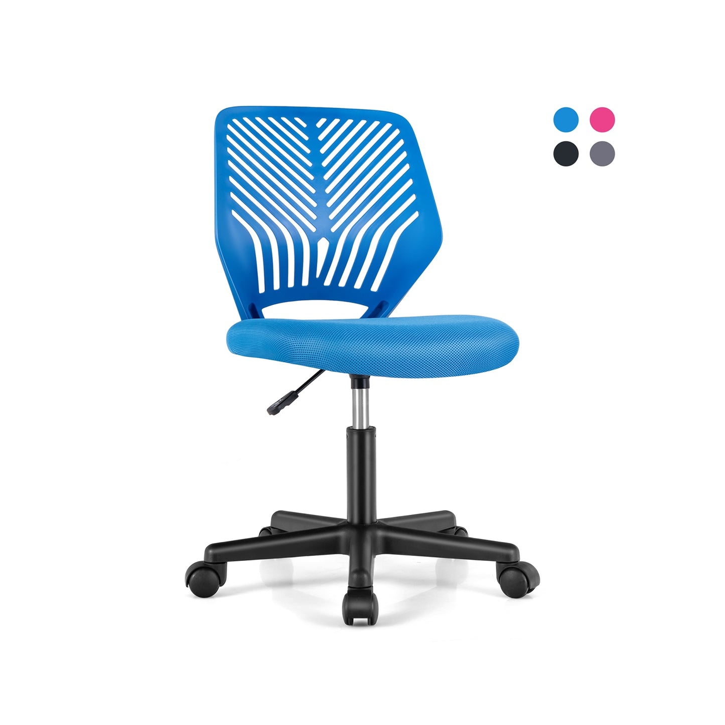 Height-adjustable Ergonomic Kids Desk Chair with Universal Casters-Blue Kids Crystal