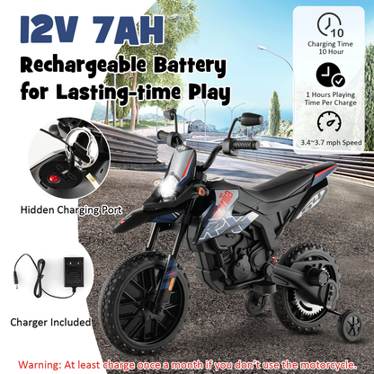 Aprilia Licensed Kids Ride On Motorcycle with 2 Training Wheels-Navy