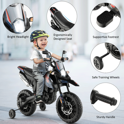 Aprilia Licensed Kids Ride On Motorcycle with 2 Training Wheels-Navy