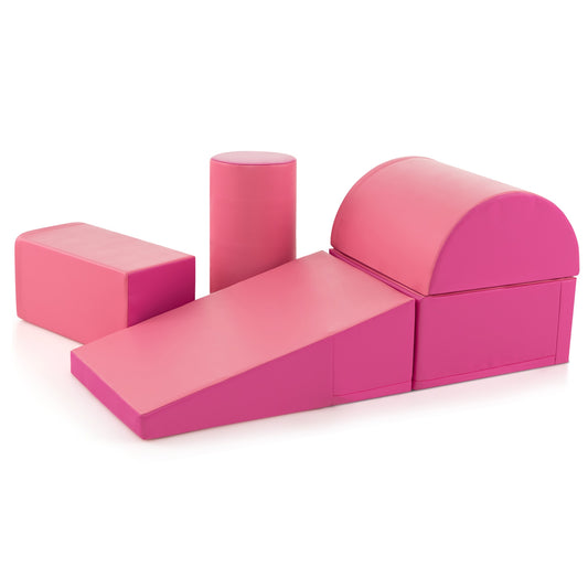 5-Piece Kids Climb and Crawl Activity Playset-Pink Kids Crystal
