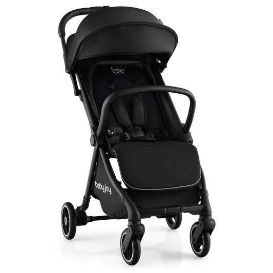 One-Hand Folding Portable Lightweight Baby Stroller with Aluminum Frame-Black Kids Crystal