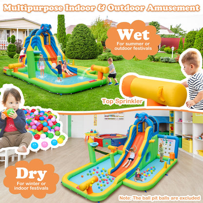 Inflatable Water Slide with Splash Pool and Climbing Wall for Oudoor Indoor without Blower