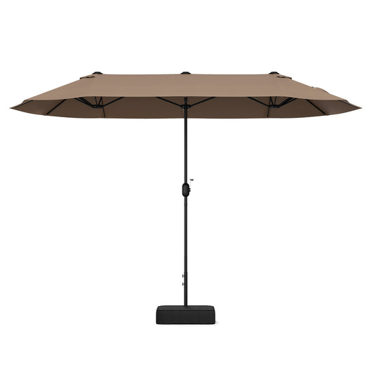 13 FT Double-sided Patio Twin Table Umbrella with Crank Handle-Tan Kids Crystal
