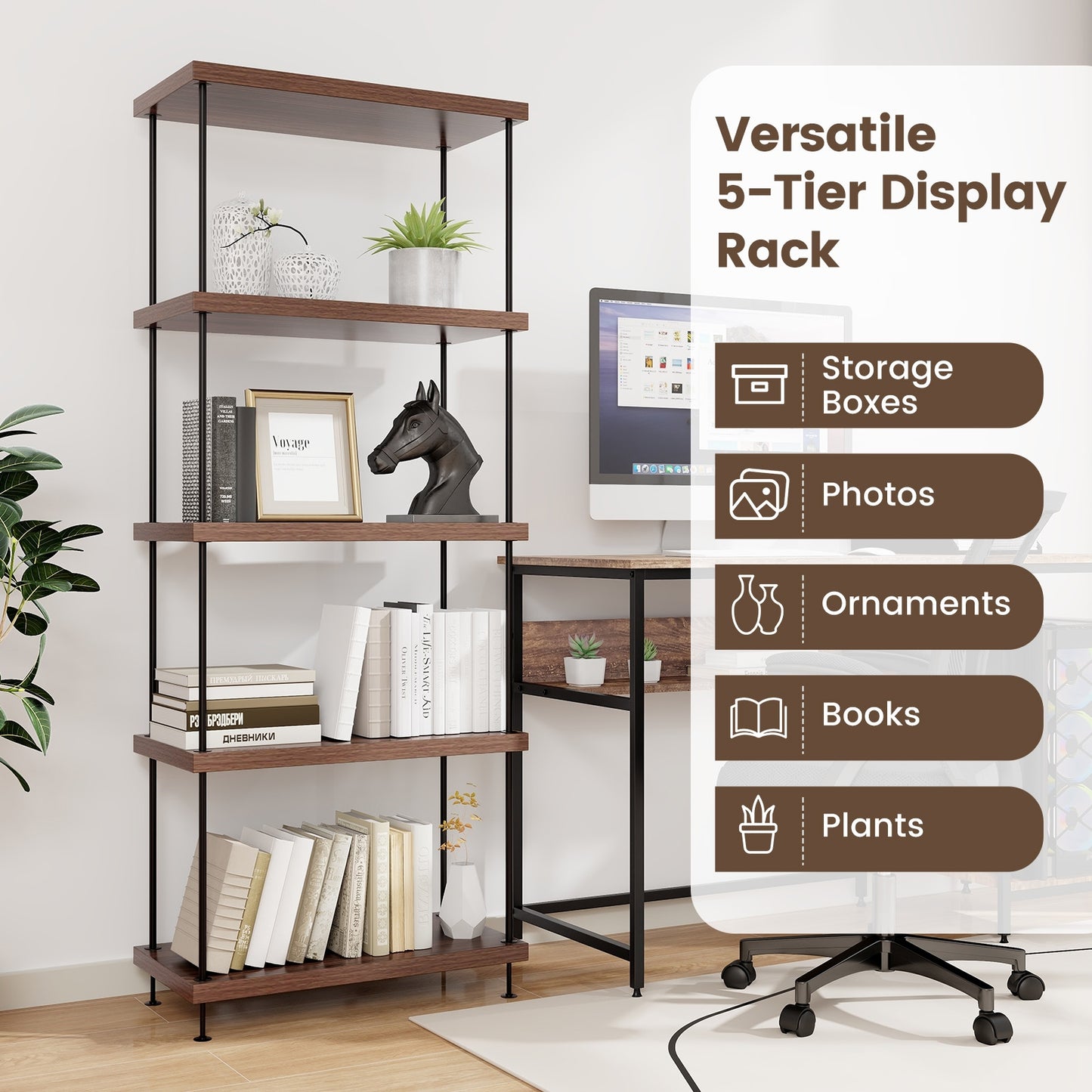 2/3/4/5-Tier Multipurpose Display Rack with Metal Frame-5-Tier Kids Crystal