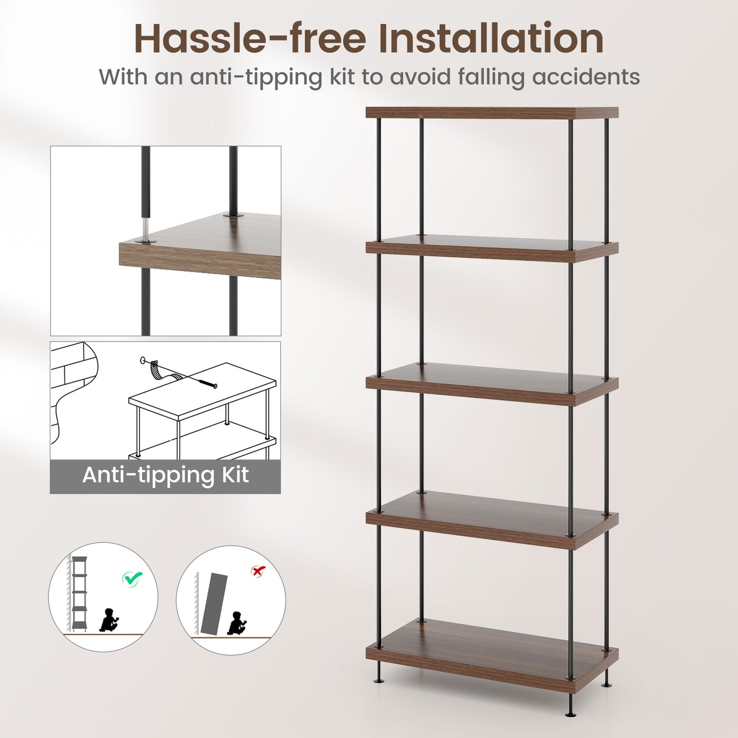 2/3/4/5-Tier Multipurpose Display Rack with Metal Frame-5-Tier Kids Crystal