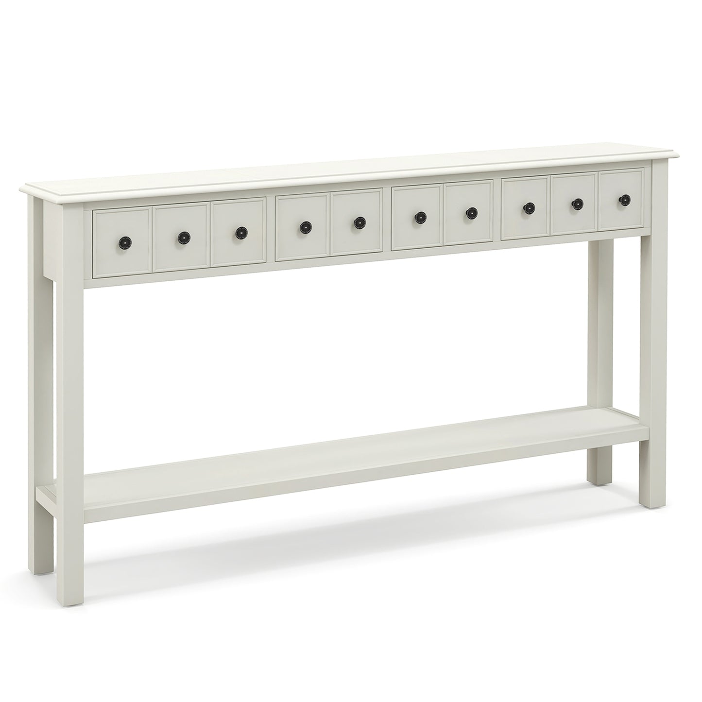 60 Inch Long Sofa Table with 4 Drawers and Open Shelf for Living Room-White Kids Crystal