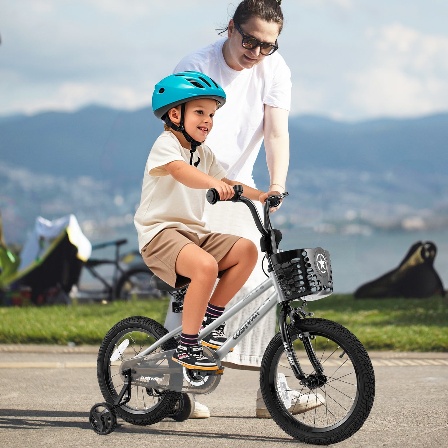 12/14/18 Inch Kids Bike Adjustable with Transparent Chain Cover for 3-8 Years Old-16 inches Kids Crystal