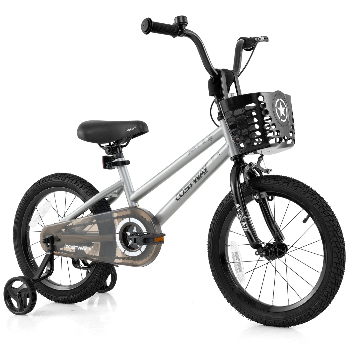 12/14/18 Inch Kids Bike Adjustable with Transparent Chain Cover for 3-8 Years Old-16 inches Kids Crystal
