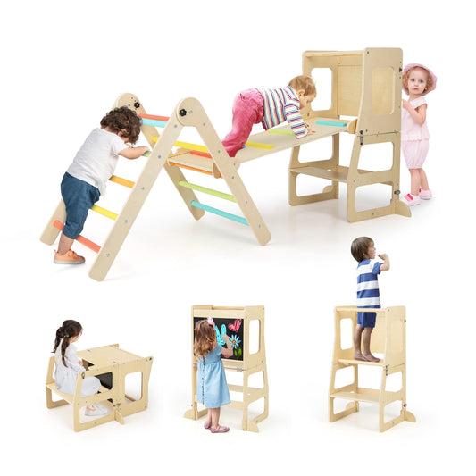 7-in-1 Toddler Climbing Toy Connected Table and Chair Set for Boys and Girls Aged 3-14 Years Old-Multicolor Kids Crystal