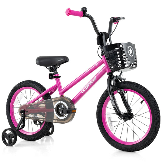 16 Inch Kids Bike Adjustable Bicycle with Front Basket for Children Aged 4-7 Years Old Kids Crystal
