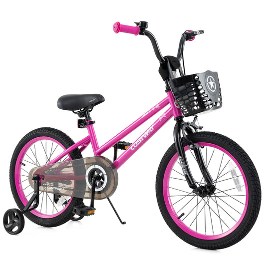 18 Inch Kids Bike Adjustable Bicycle with Front Basket for Children Aged 4-8 Years Old Kids Crystal